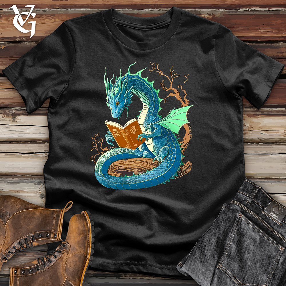 Viking Goods Dragon Book Worm Cotton Tee Black / L