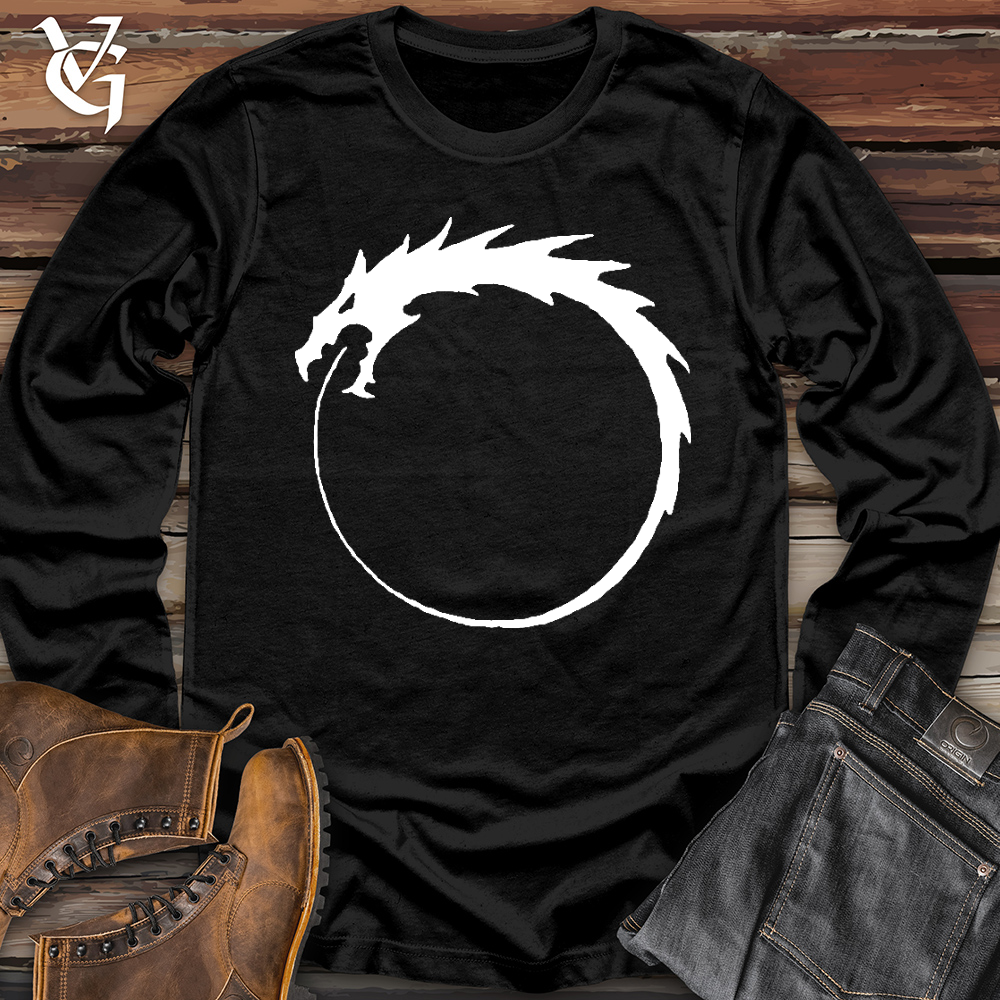 Viking Goods Dragon Circle White Long Sleeve Black / L