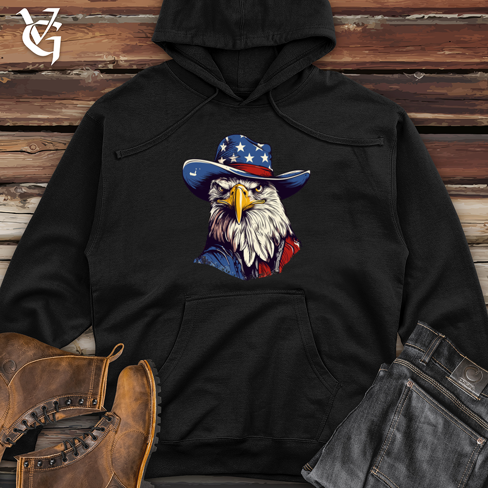 Viking Goods Eagle Skyline Rodeo Cowboy Cap Midweight Hooded Sweatshirt Black / L