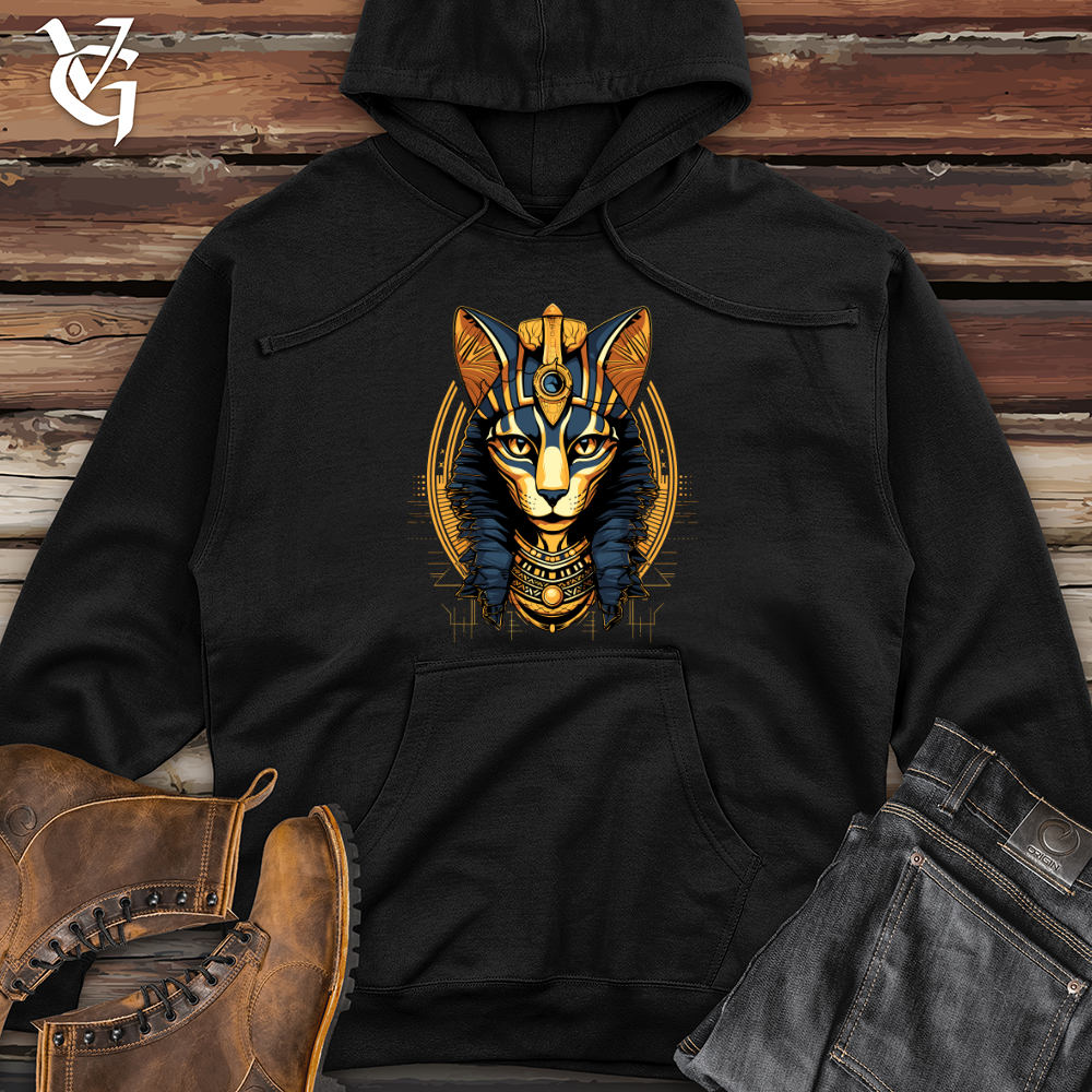 Viking Goods Egyptian Cat Divine Gaze Midweight Hooded Sweatshirt Army / L