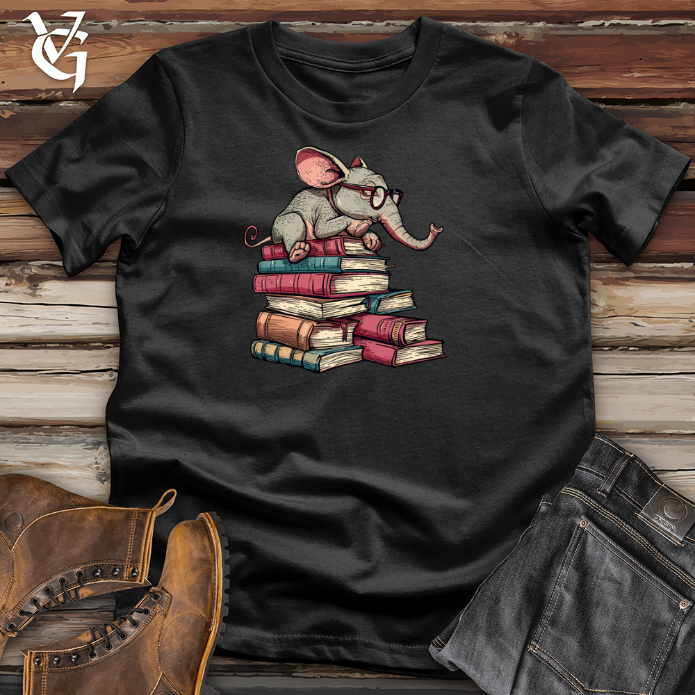 Viking Goods Elephant Bookworm Reader Cotton Tee Military Green / L