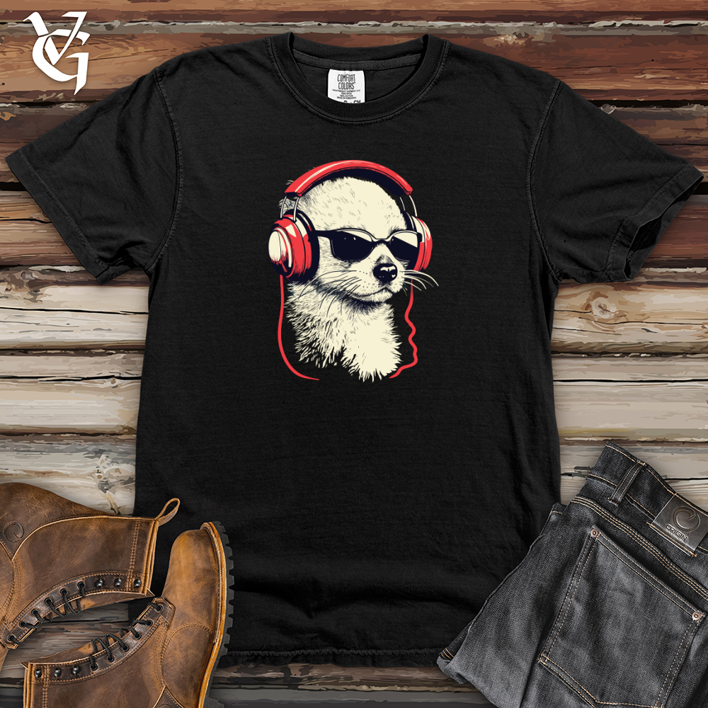 Viking Goods Ferret Headphone Harmony Heavy Cotton Comfort Colors Tee Black / L