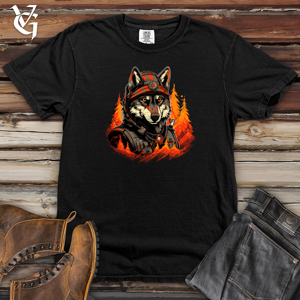 Viking Goods Firefighter Wolf Bravery Heavy Cotton Comfort Colors Tee Black / L