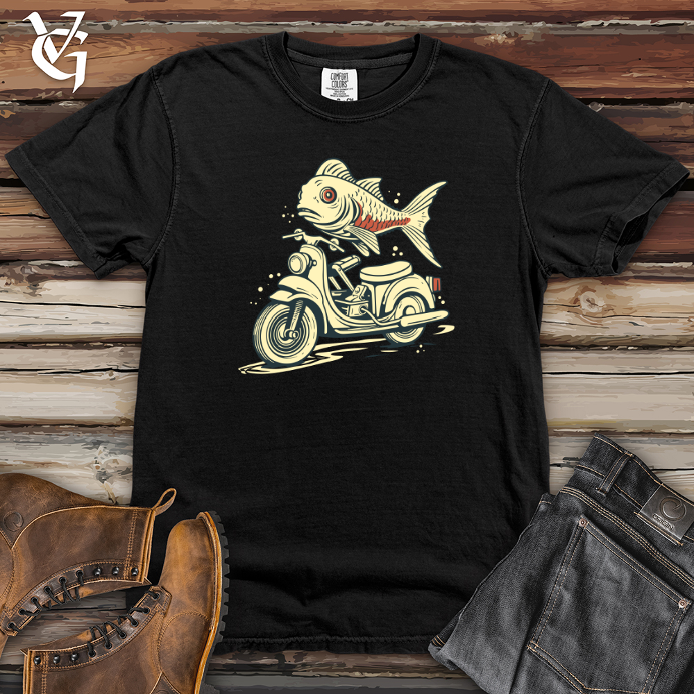Viking Goods Fish Scooter Escape Heavy Cotton Comfort Colors Tee Black / L