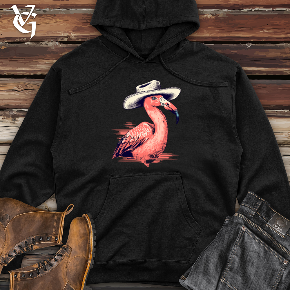 Viking Goods Flamingo Tropical Trek Cowboy Cap Midweight Hooded Sweatshirt Black / L