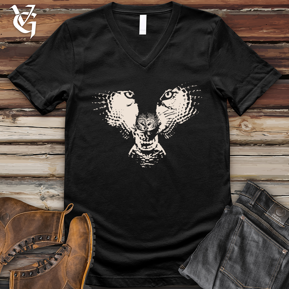 Viking Goods Flying Wolf V- Neck Tee Black / L