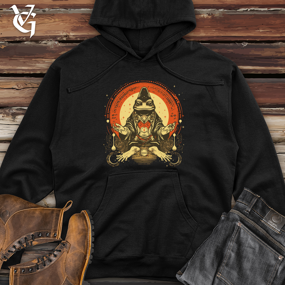 Viking Goods Frog Mystical Meditation Midweight Hooded Sweatshirt Black / L
