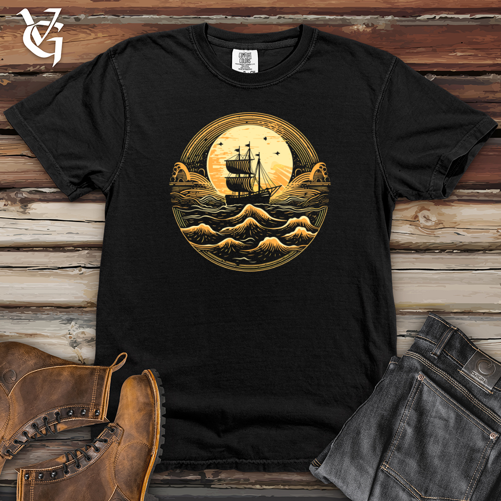 Viking Goods Galleon Moonlit Voyage Heavy Cotton Comfort Colors Tee Black / L