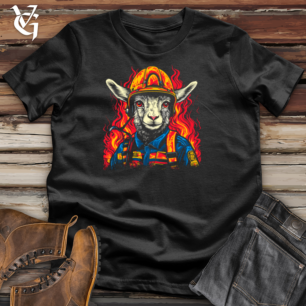 Viking Goods Goat Firefighter Bravery Cotton Tee Black / L