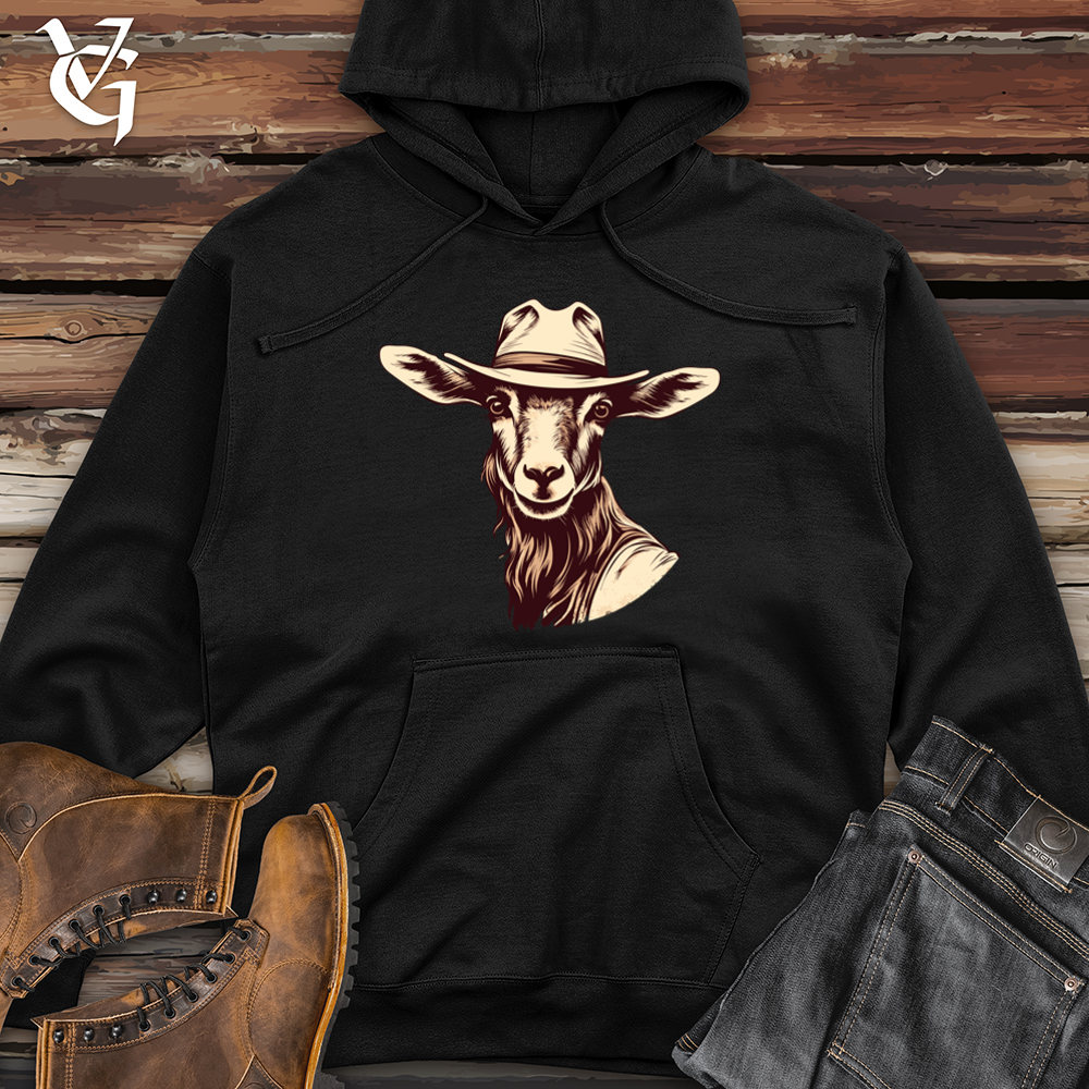 Viking Goods Goat Mountain Rodeo Cowboy Cap Midweight Hooded Sweatshirt Black / L
