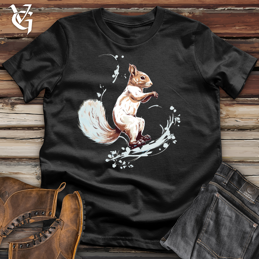 Viking Goods Graceful Ice Skating Squirrel Cotton Tee Black / L