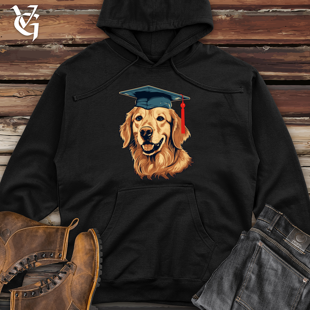 Viking Goods Graduation Celebration Golden Retriever Midweight Hooded Sweatshirt Black / L
