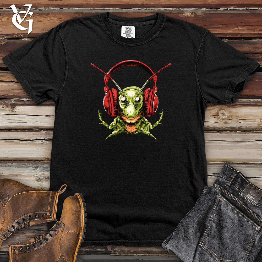 Viking Goods Grasshopper Groove Headphone Vibes Heavy Cotton Comfort Colors Tee Black / L
