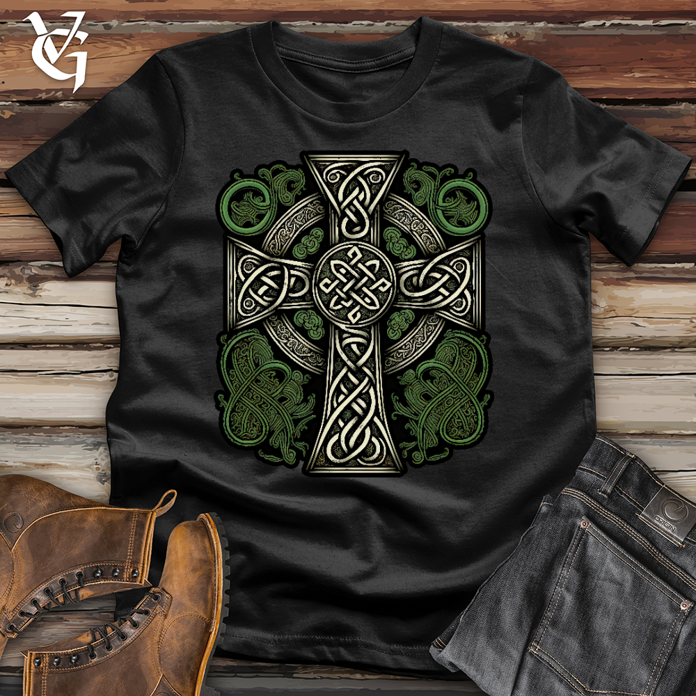 Viking Goods Green Celtic Cross Softstyle Tee Black / L