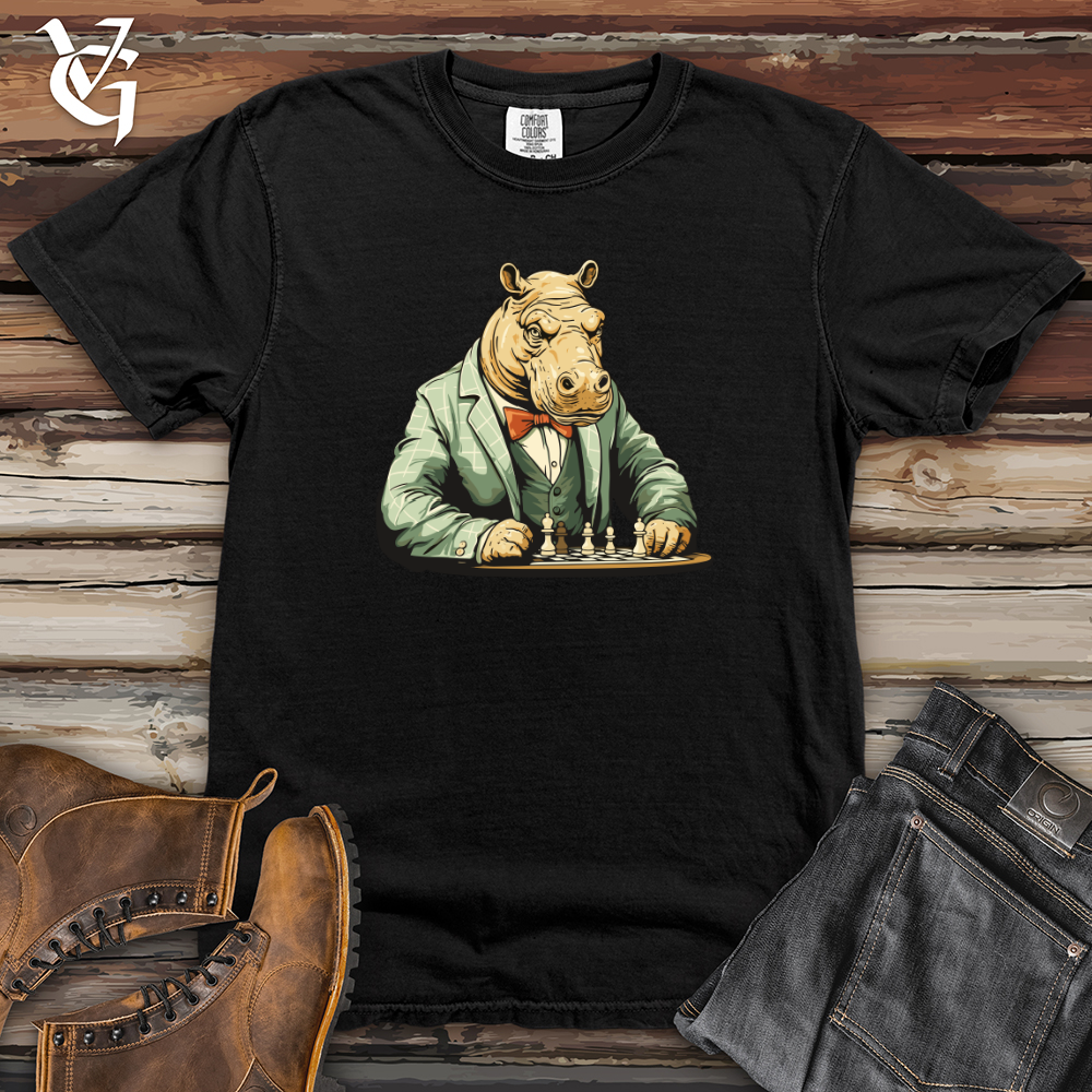 Viking Goods Hippopotamus Brain Game Chess Battle Heavy Cotton Comfort Colors Tee Black / L