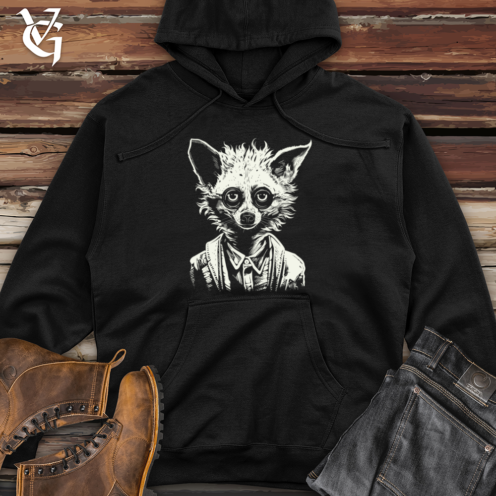 Viking Goods Hipster Lemur Look Midweight Hooded Sweatshirt Black / L