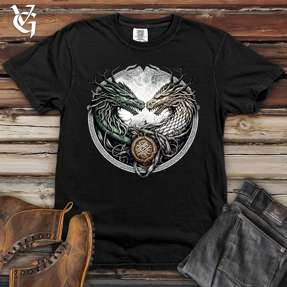 Viking Goods Horned Twin Dragons Heavy Cotton Comfort Colors Tee Black / L