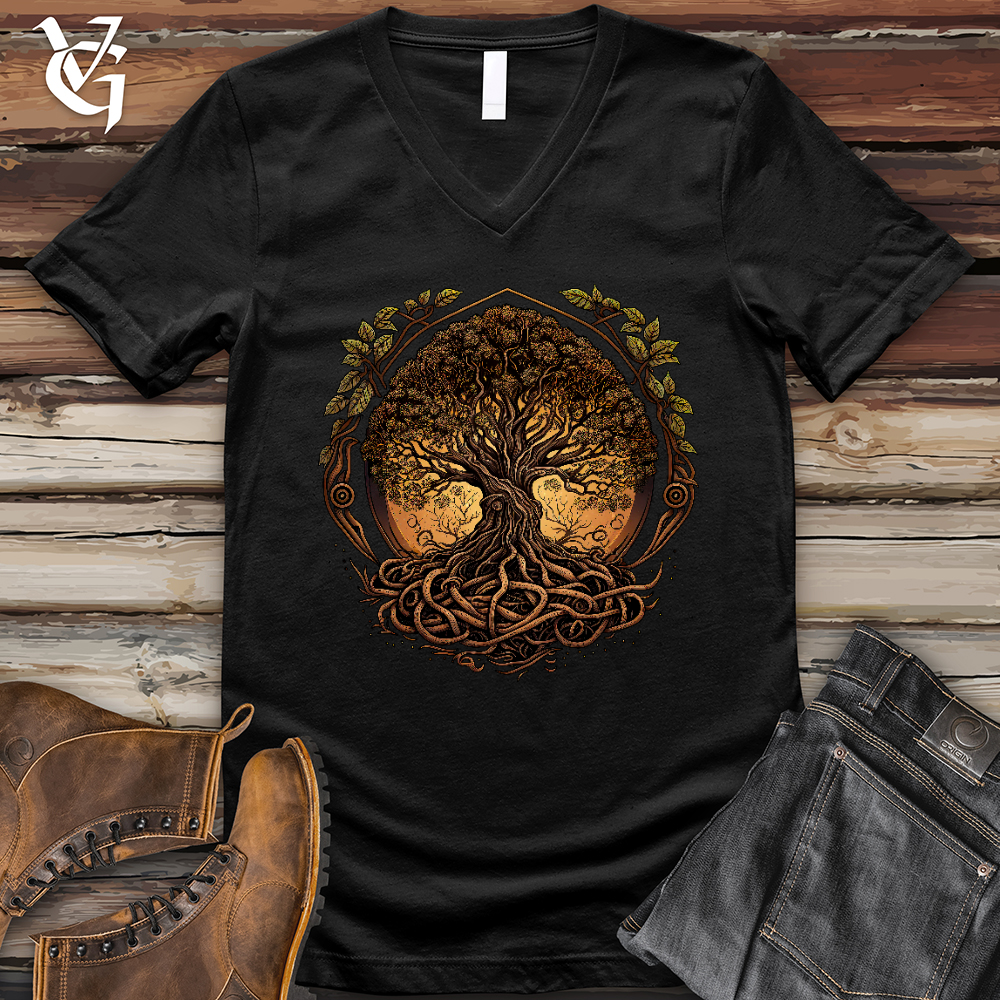 Viking Goods Illuminated Tree V- Neck Tee Black / L