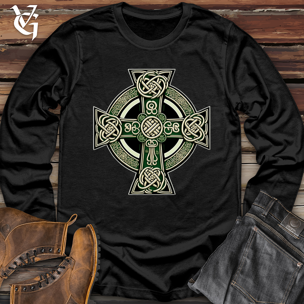 Viking Goods Knotted Celtic Crosses Softstyle Long Sleeve Black / L