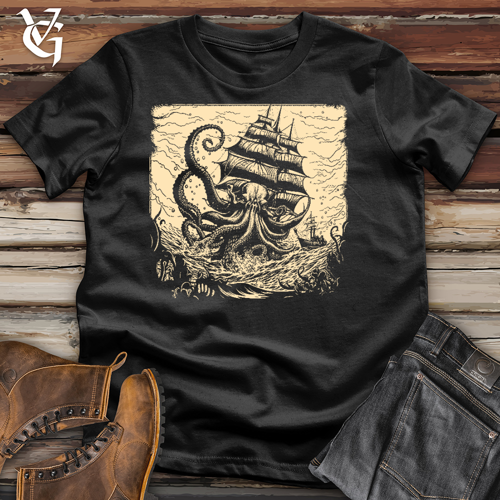 Viking Goods Kraken At Sea Cotton Tee Black / L