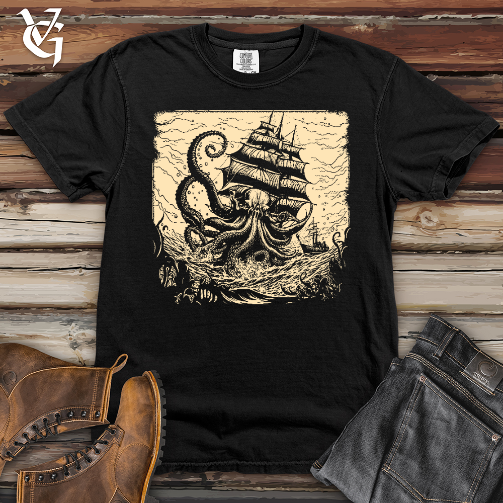Viking Goods Kraken At Sea Heavy Cotton Comfort Colors Tee Black / L