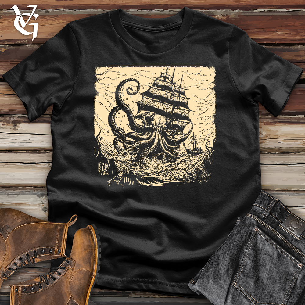 Viking Goods Kraken at Sea Softstyle Tee Black / L