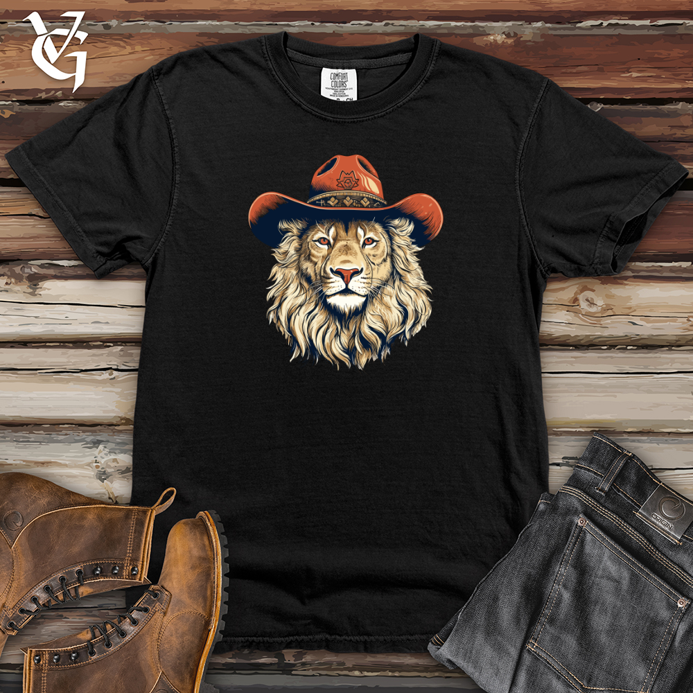 Viking Goods Lion Cowboy Savanna Standoff Style Heavy Cotton Comfort Colors Tee Black / L