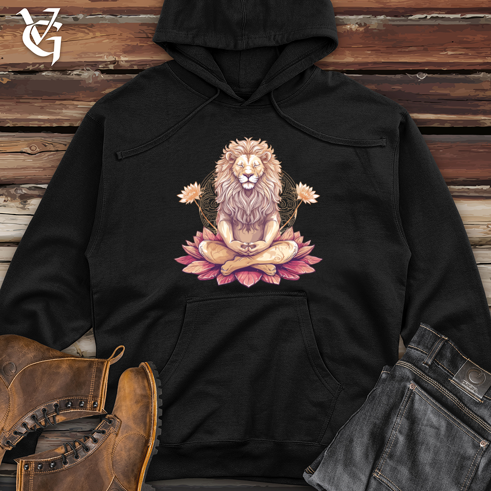 Viking Goods Lion Lotus Serenity Midweight Hooded Sweatshirt Black / L