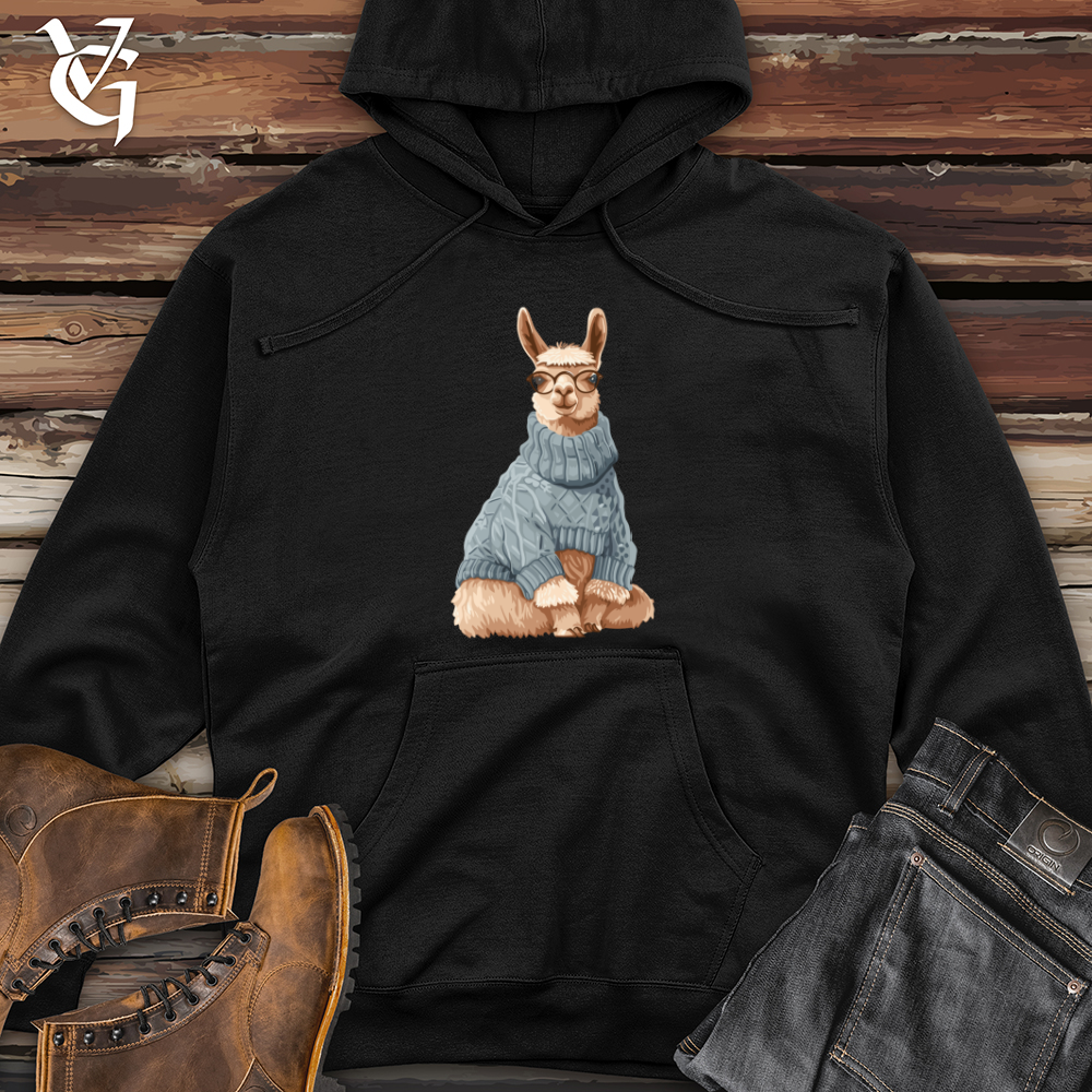 Viking Goods Llama Winter Chic Midweight Hooded Sweatshirt Black / L