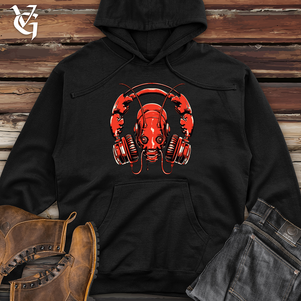 Viking Goods Lobster Ocean Echo Headphone Harmony Midweight Hooded Sweatshirt Black / L