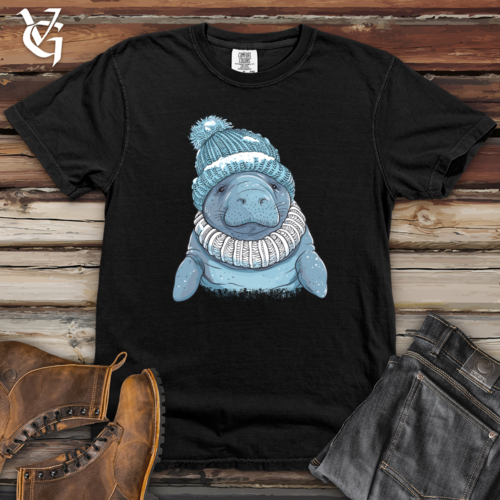 Viking Goods Manatee Winter Warmth Heavy Cotton Comfort Colors Tee Black / L