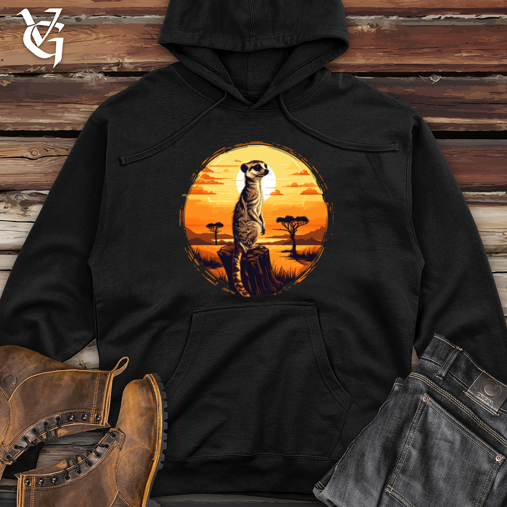 Viking Goods Meerkat Safari Sunset Midweight Hooded Sweatshirt Black / L