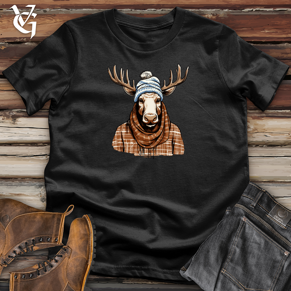 Viking Goods Moose Cozy Antler Beanie Comfort Softstyle Tee Black / L