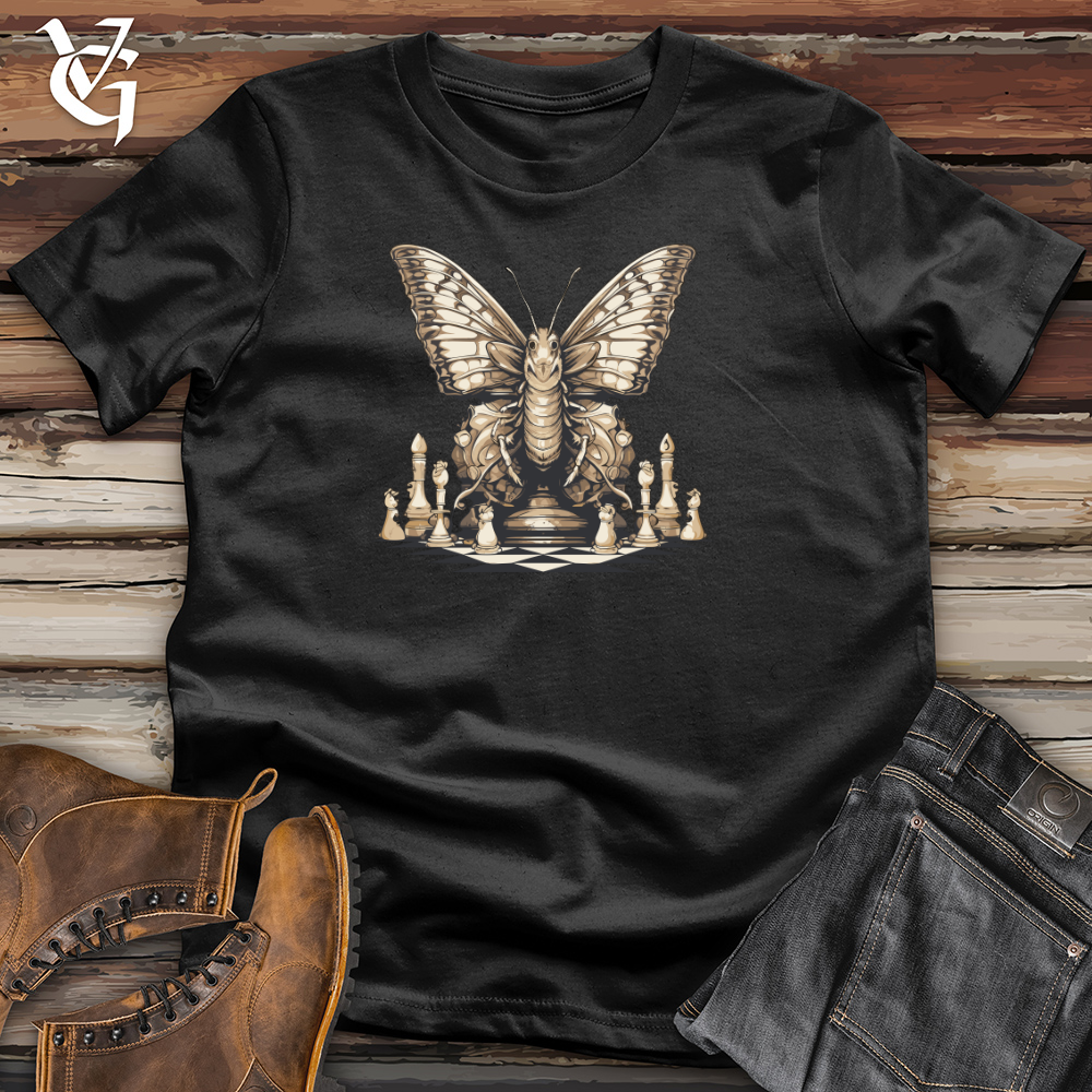 Viking Goods Moth Strategy Flutter Chess Checkmate Cotton Tee Steel Blue / L