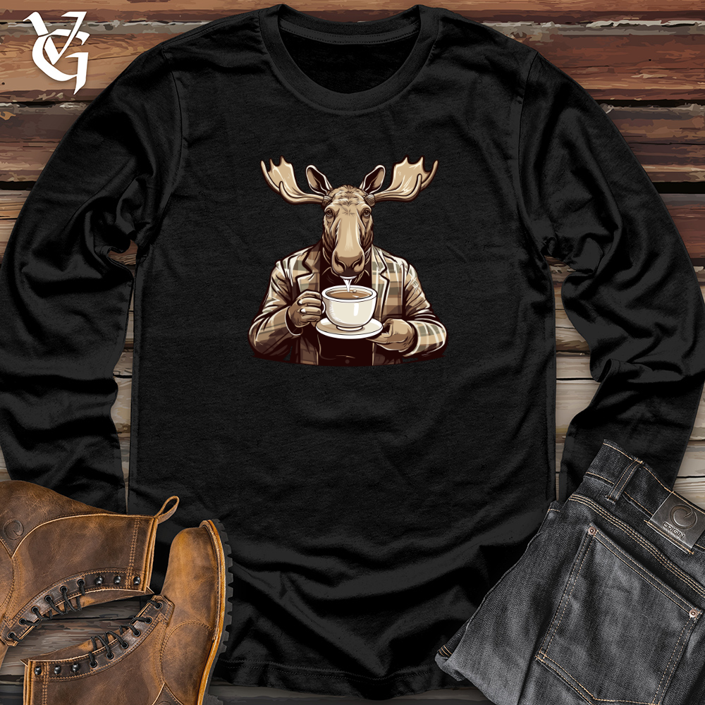 Viking Goods Mug-Wielding Moose Long Sleeve Black / L