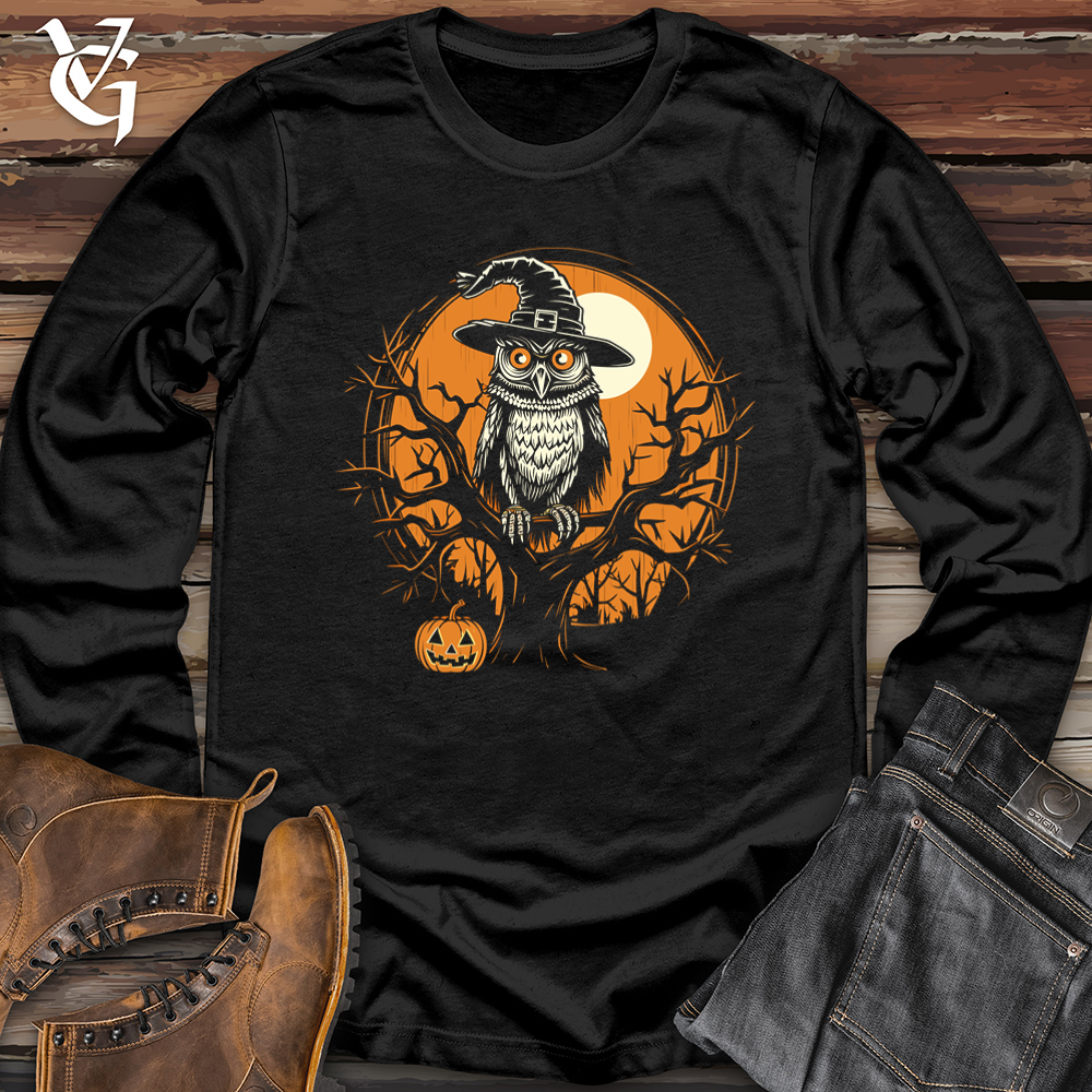 Viking Goods Mystical Owl Witch Hat Softstyle Long Sleeve Black / L