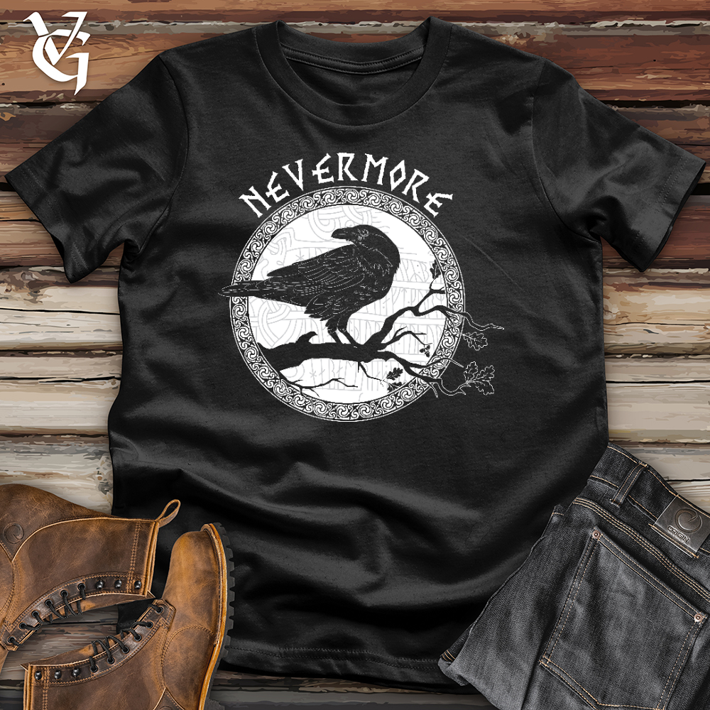 Viking Goods Nevermore White Winter Raven Softstyle Tee Black / L