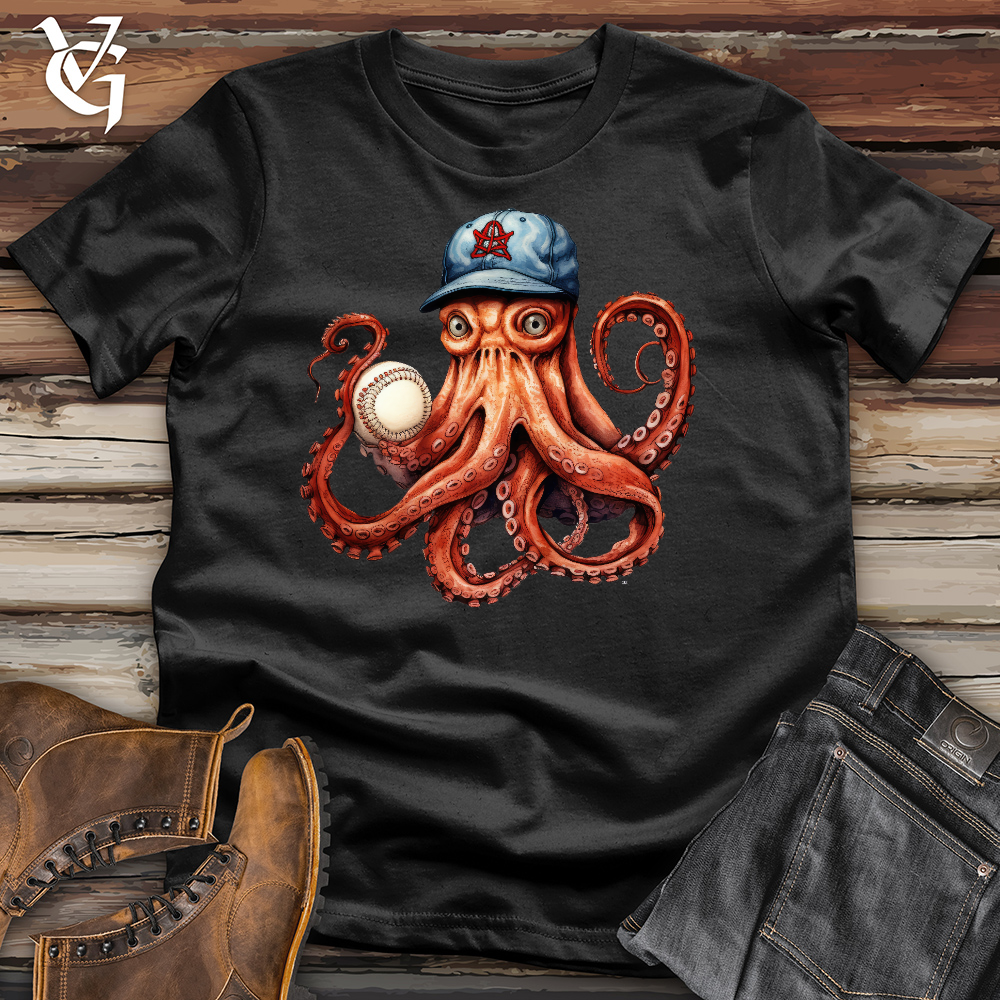 Viking Goods Octopus Baseball Player Cotton Tee Black / L