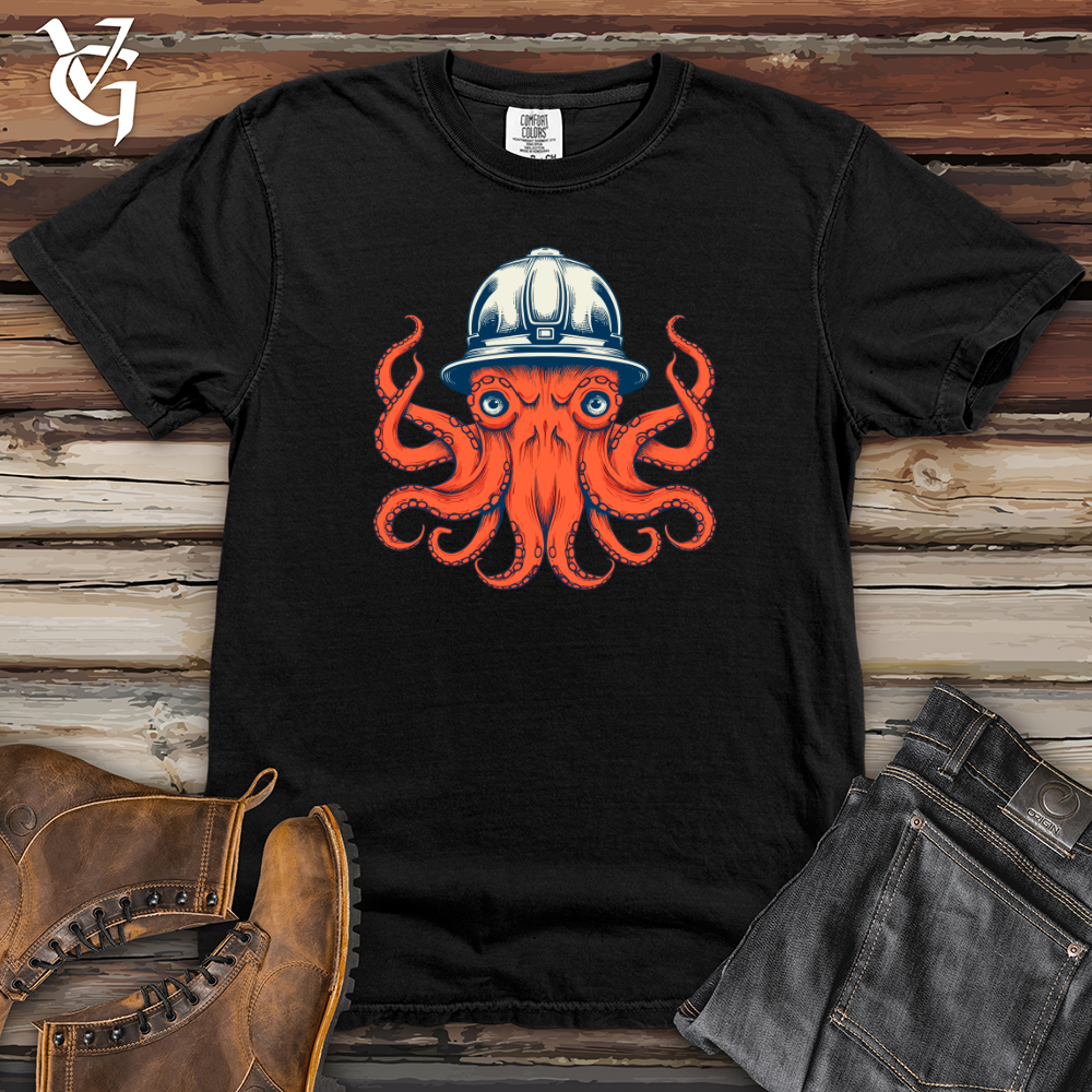 Viking Goods Octopus Firefighter's Brigade Cap Heavy Cotton Comfort Colors Tee Black / L