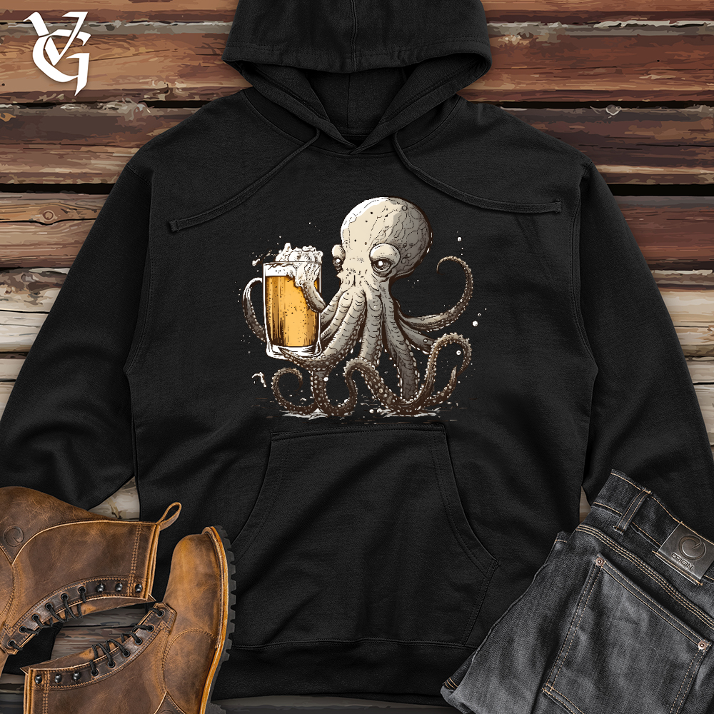 Viking Goods Octopus Happy Hour Midweight Hooded Sweatshirt Black / L