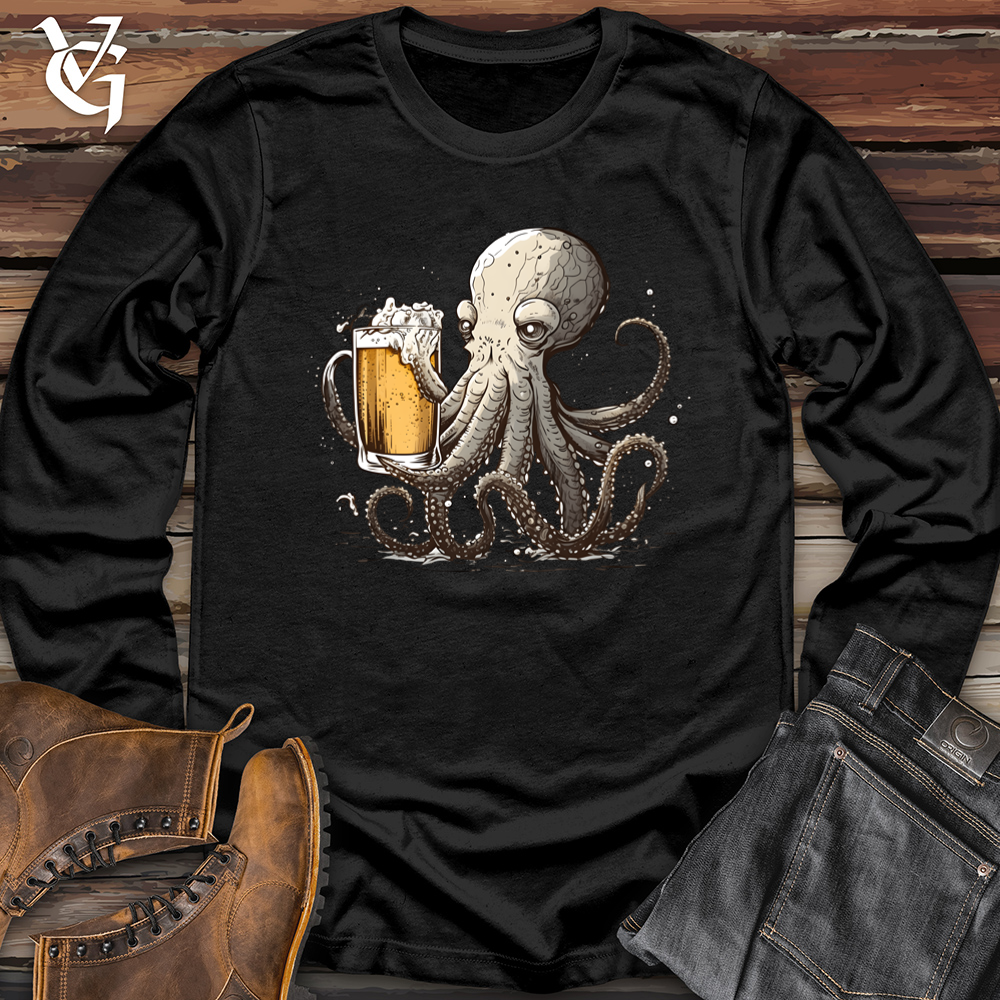 Viking Goods Octopus Happy Hour Softstyle Long Sleeve Black / L