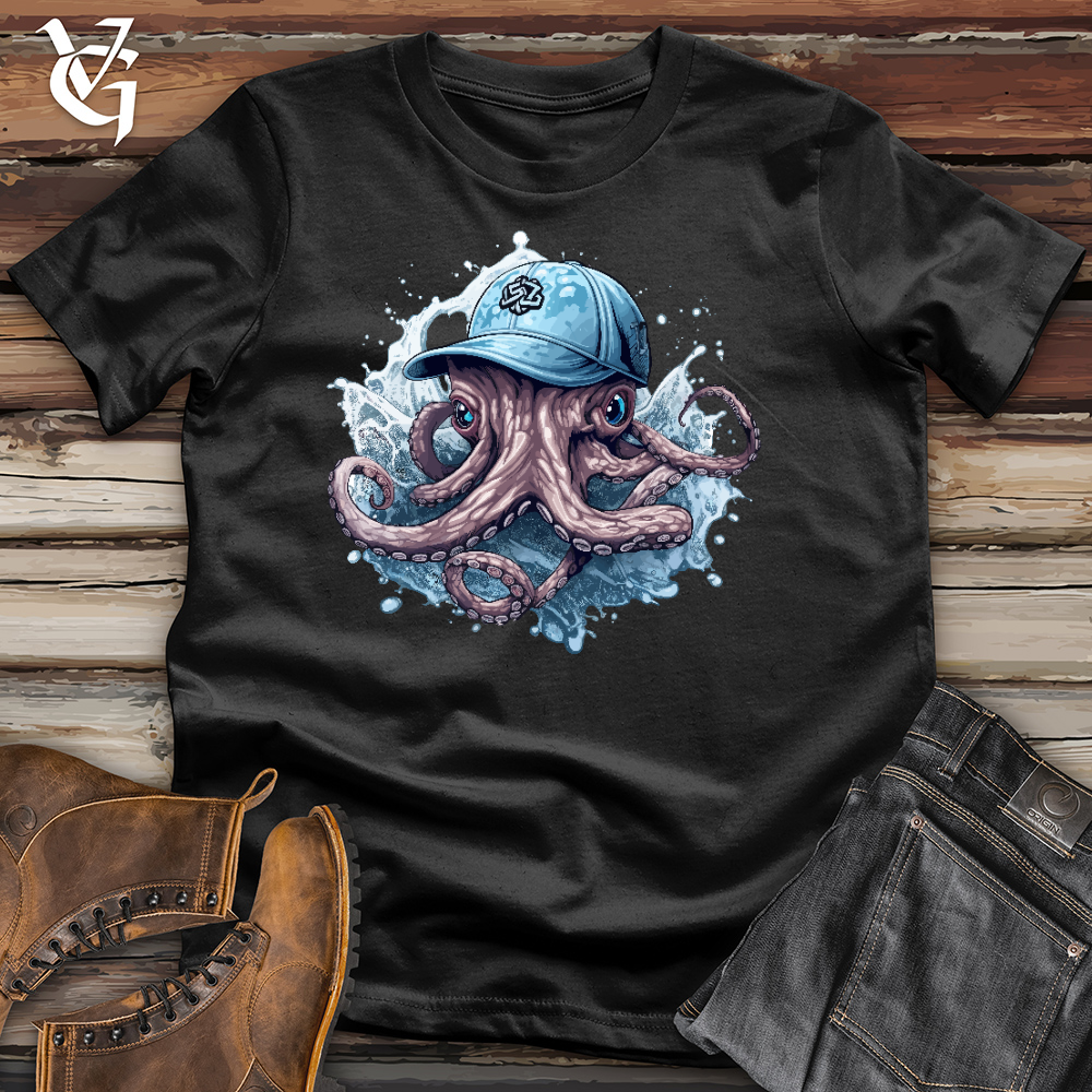 Viking Goods Octopus Wearing a Baseball Cap Cotton Tee Black / L