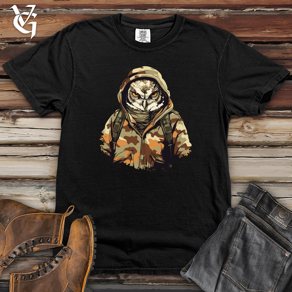 Viking Goods Owl Camo Army Night Watch Heavy Cotton Comfort Colors Tee Black / L