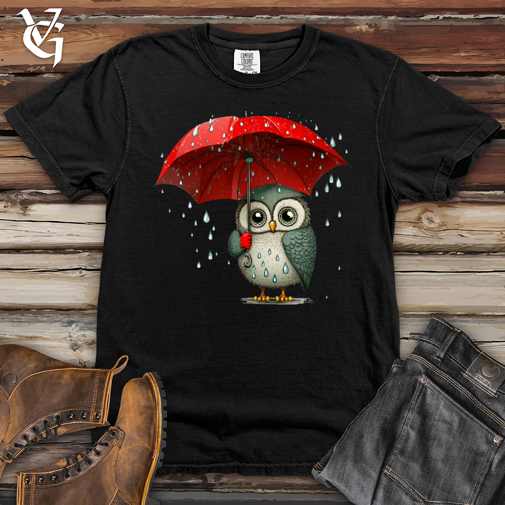Viking Goods Owl In The Rain Heavy Cotton Comfort Colors Tee Black / L
