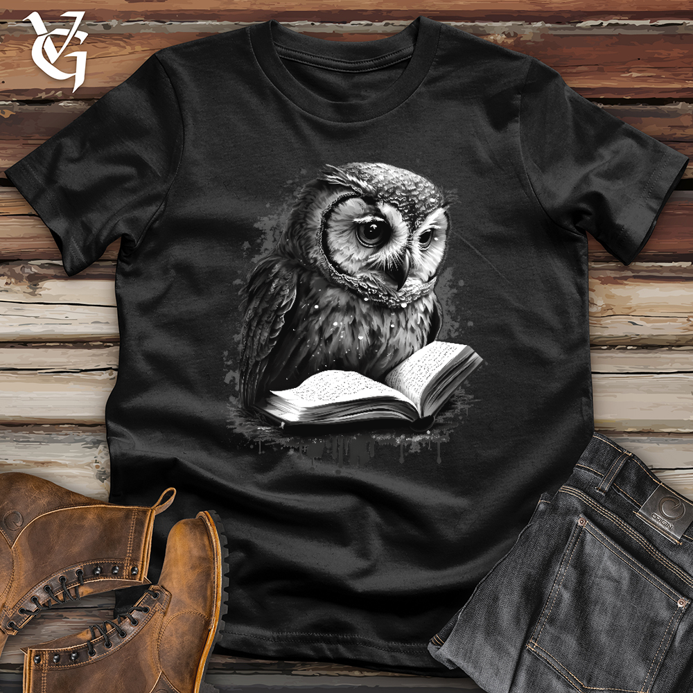Viking Goods Owl Reading Book Softstyle Tee Black / L