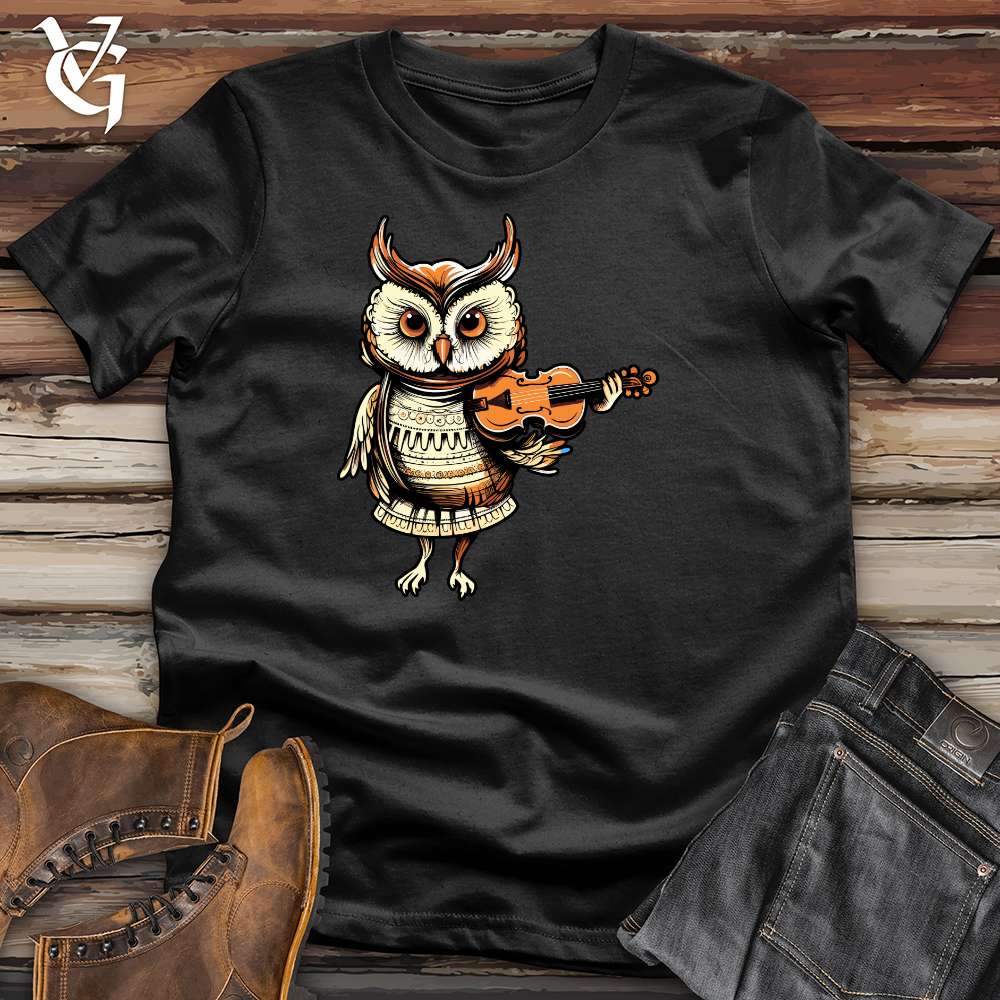 Viking Goods Owl Violinist Nocturne Cotton Tee Deep Teal / L