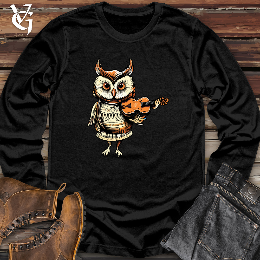 Viking Goods Owl Violinist Nocturne Long Sleeve Cardinal / L