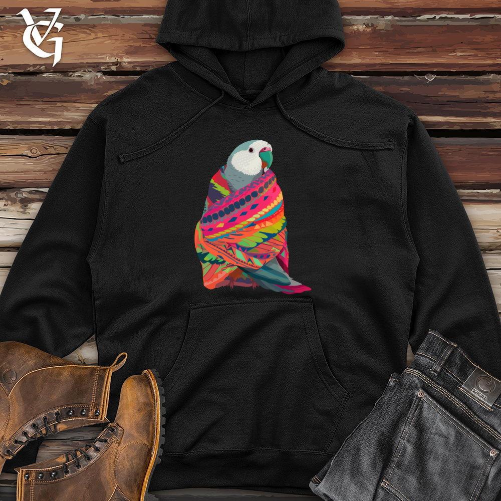 Viking Goods Parrot Patterned Wrap Midweight Hooded Sweatshirt Black / L