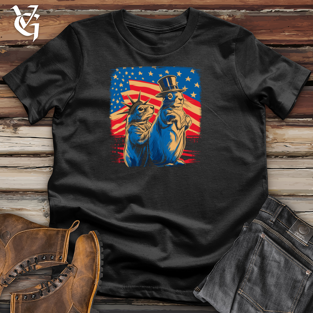 Viking Goods Patriotic Squirrels Display Cotton Tee Military Green / L