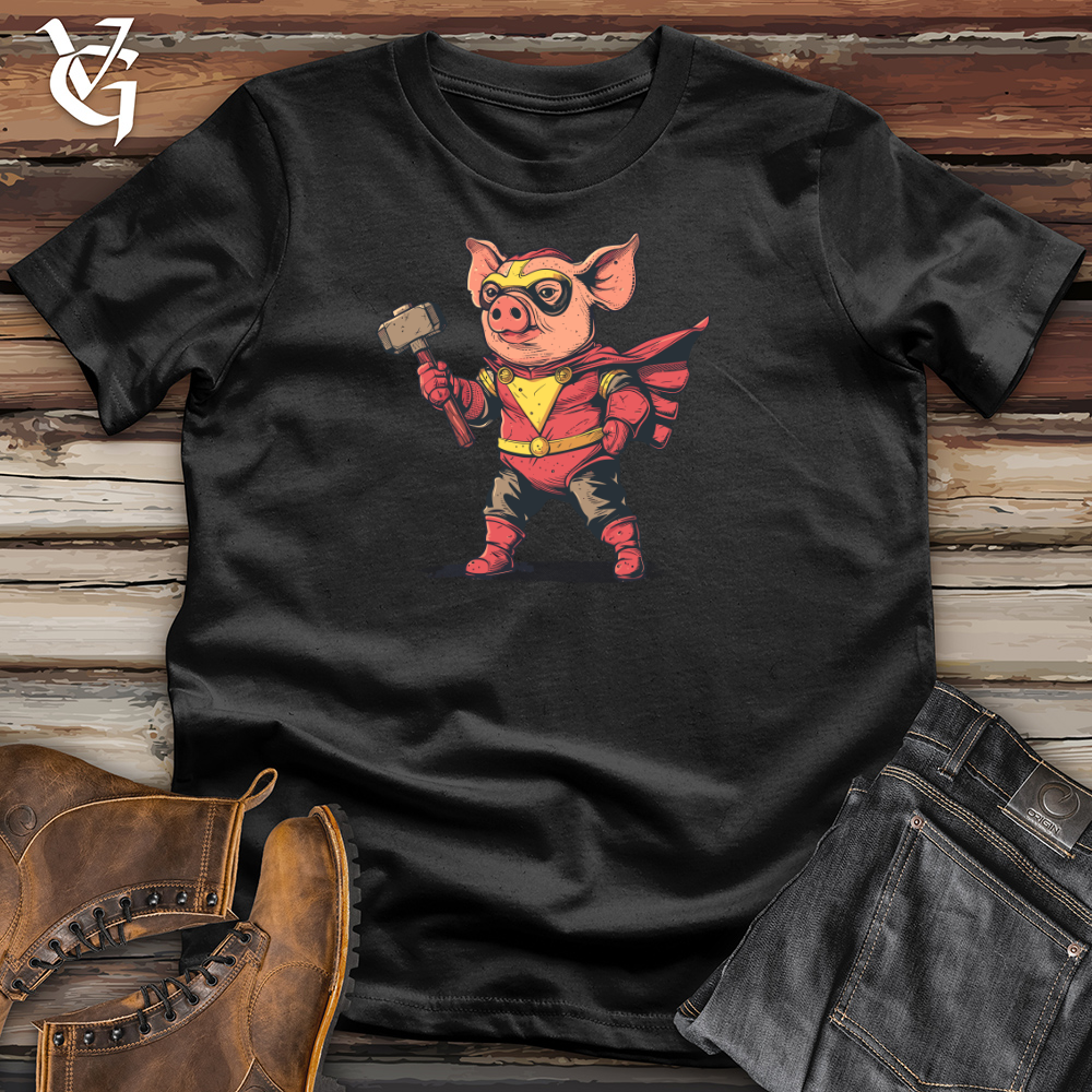 Pig Superhero Hammer Cotton Tee